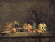 Jean Baptiste Simeon Chardin With olive jars and other glass pears still life oil painting on canvas